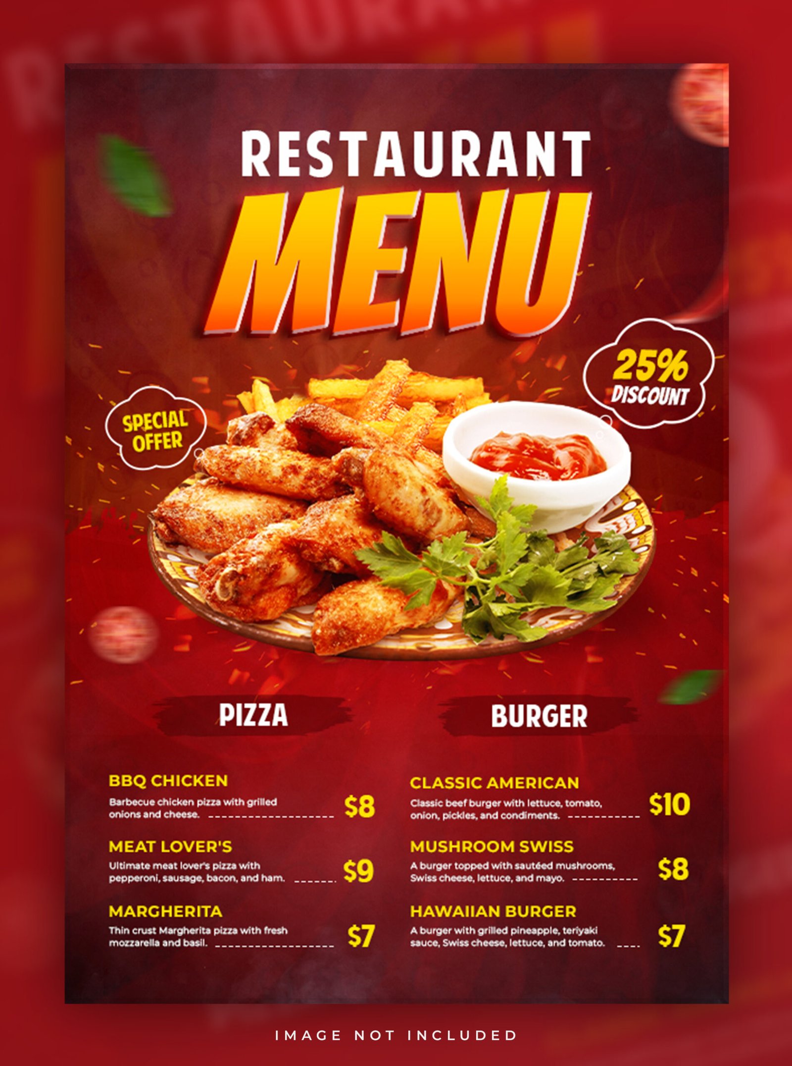 restaurant food menu poster design template